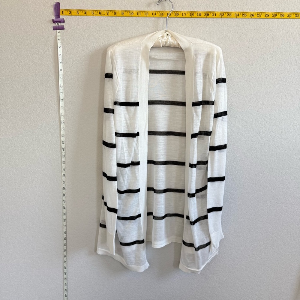 LOFT White Cardigan with Black Stripes XL‎ - Picture 4 of 11